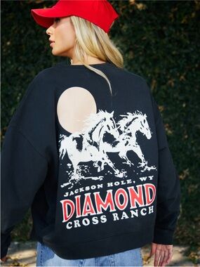 Diamond Cross Ranch black sweat sweatshirt L